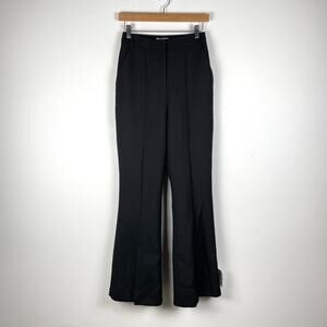 NWT Topshop Flare Leg Black Pleated Trouser Pants w/ Split Hem High Waist Size 4